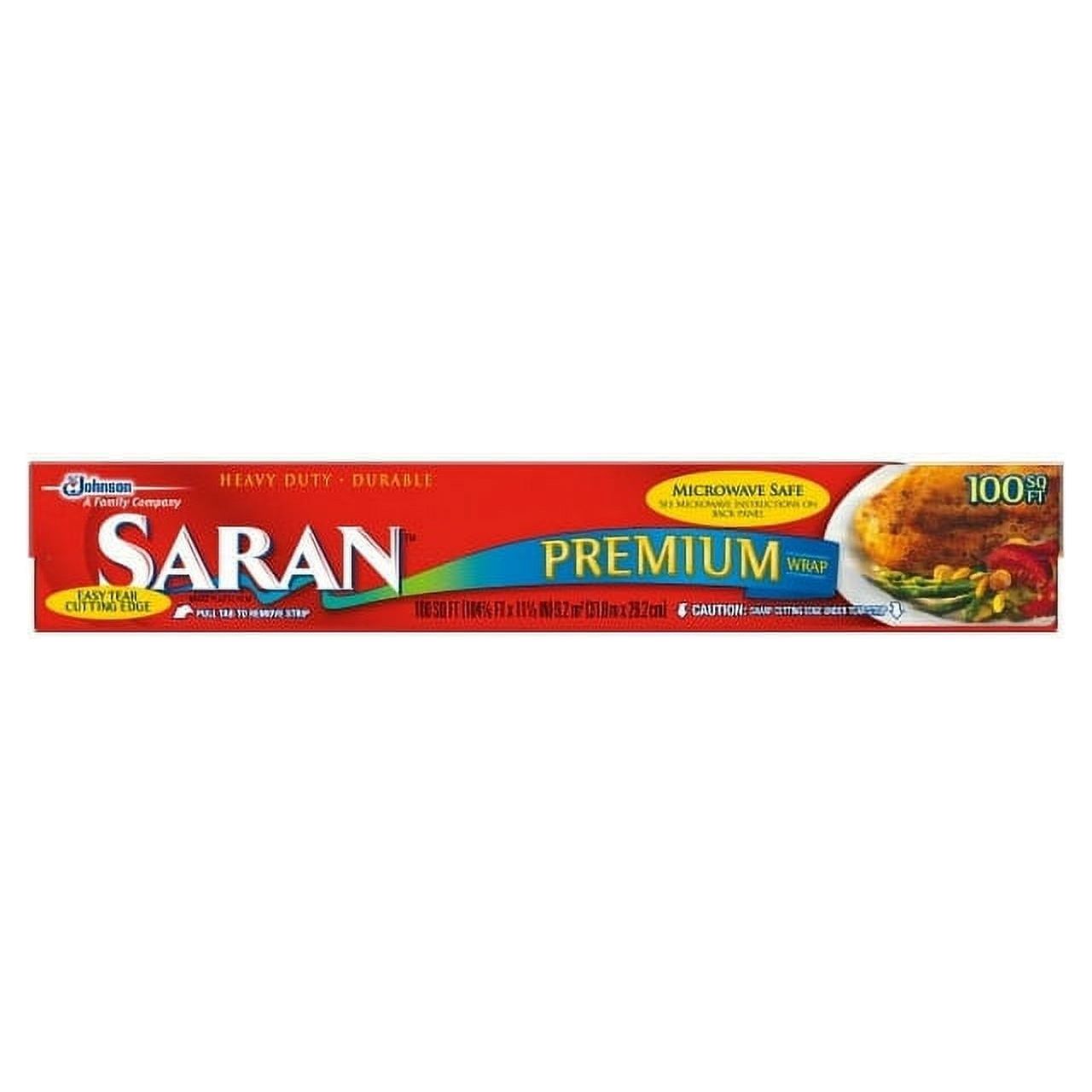 Saran Premium Plastic Wrap, 100 sq ft (2 pack) (Bundle)