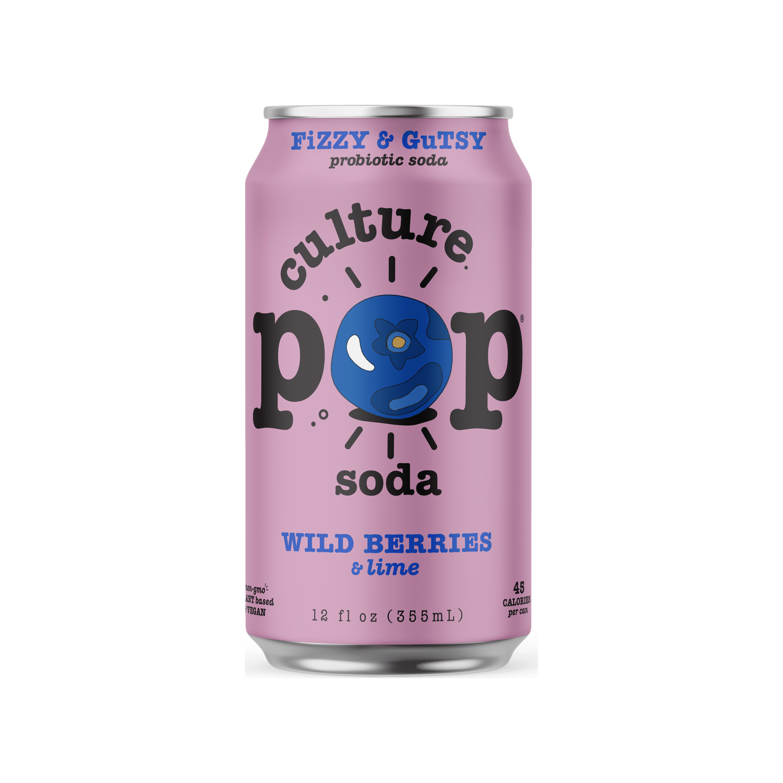 Wild Berries Sparkling Probiotic Soda by Culture Pop, 12 oz Can - Culture Pop