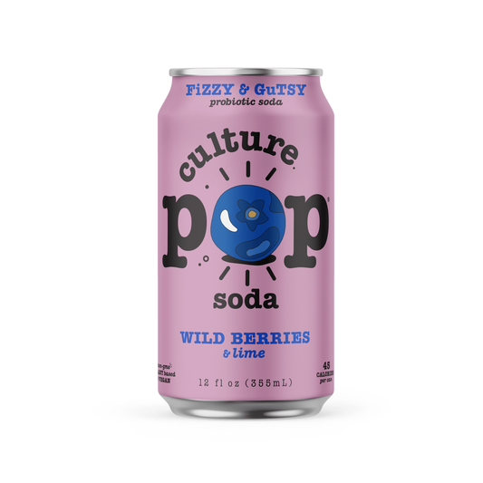 Wild Berries Sparkling Probiotic Soda by Culture Pop, 12 oz Can