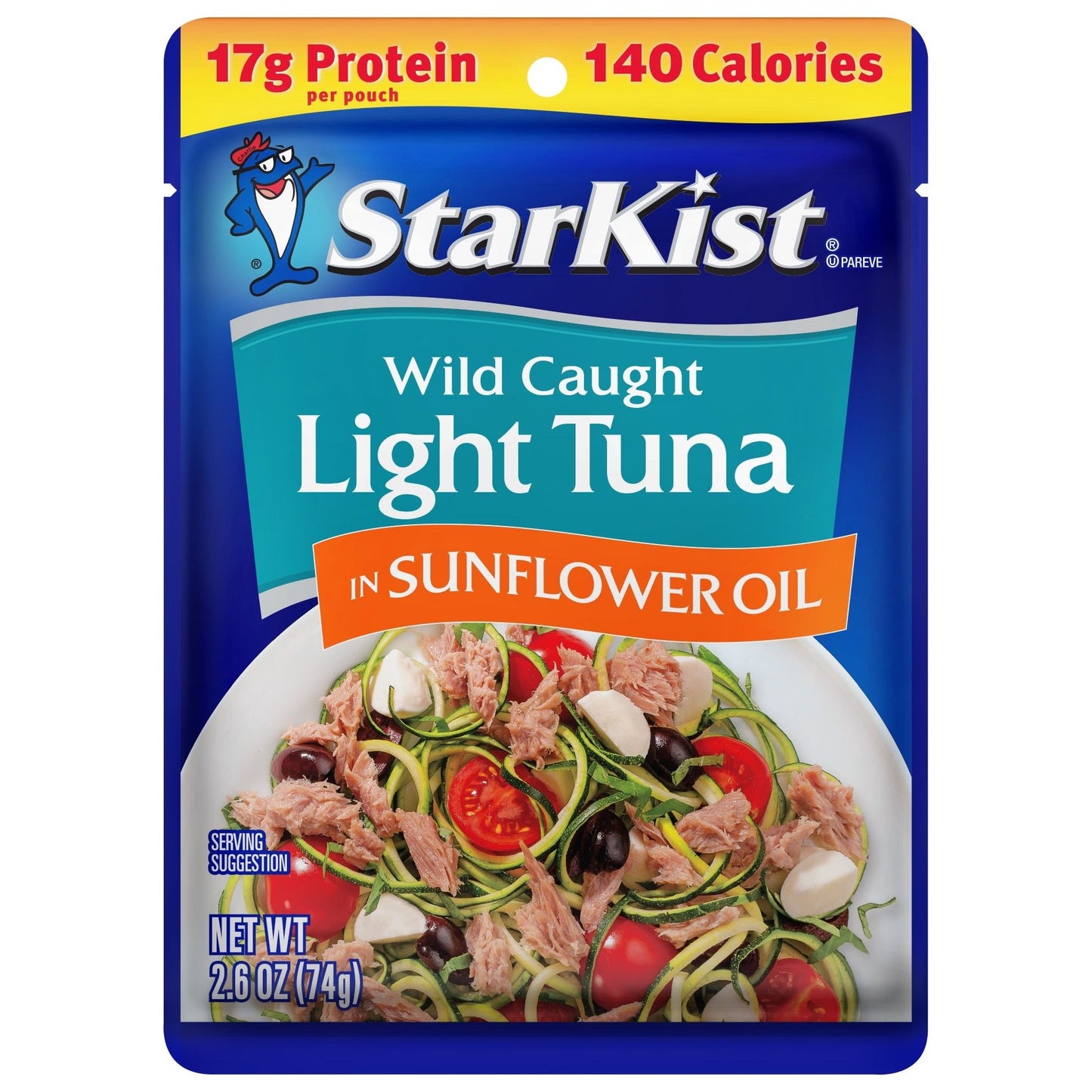 StarKist Wild Caught Chunk Light Tuna in Sunflower Oil Pouch, 2.6 oz