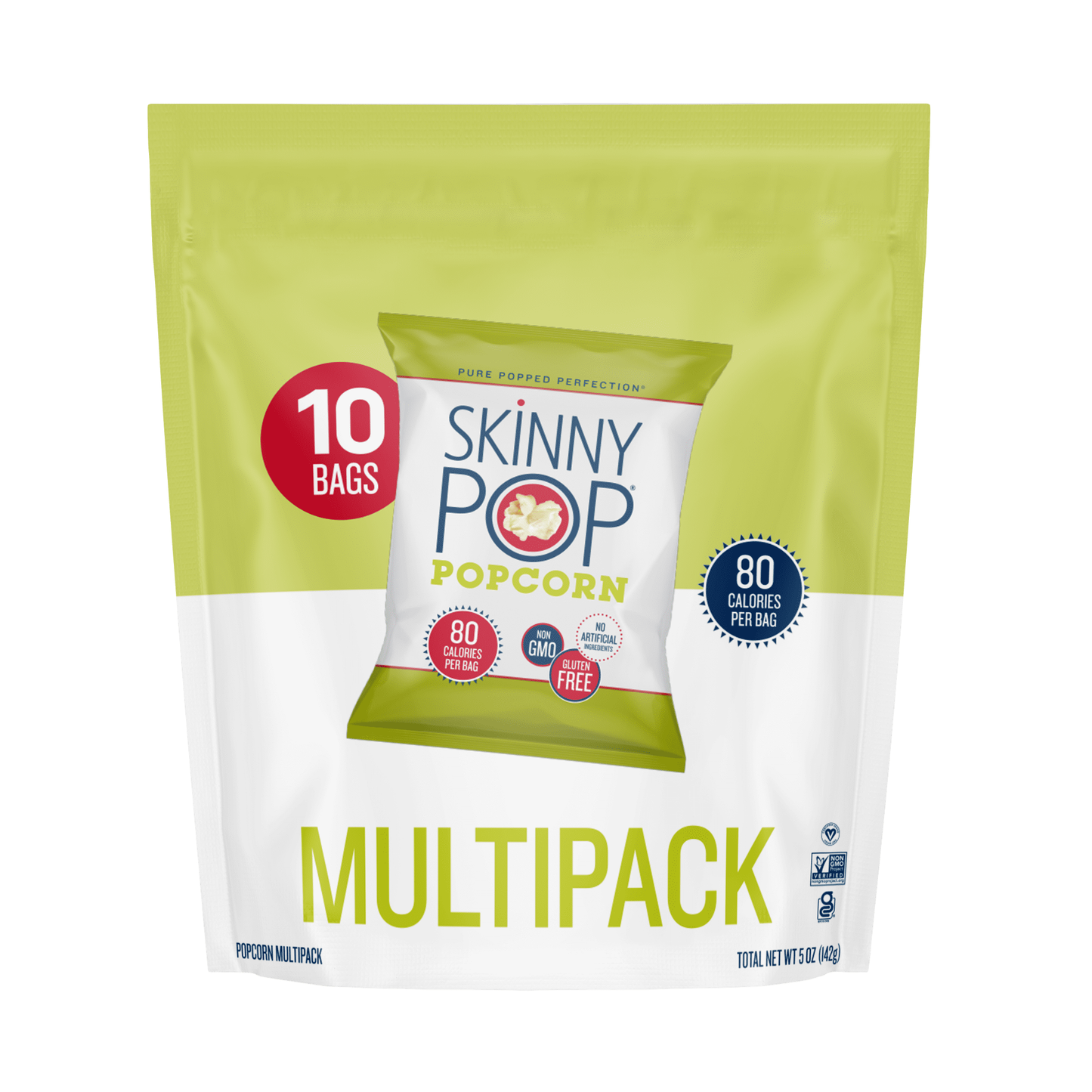 SkinnyPop Gluten-Free Original Popcorn, 0.5 oz Snack-Size Bags, 10 Count