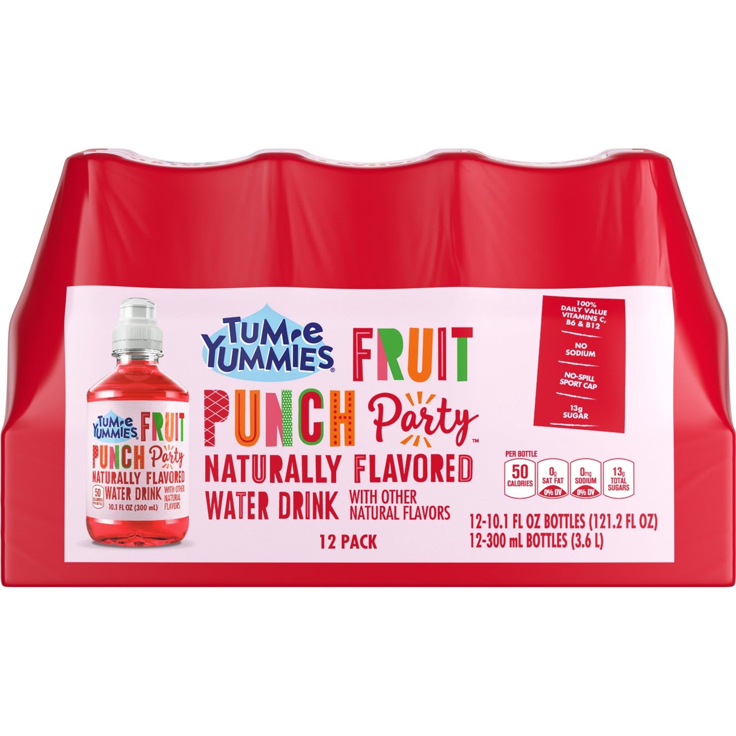 Tum-e Yummies Fruit Punch Party Water, 10.1 fl oz, 12 Count Bottles