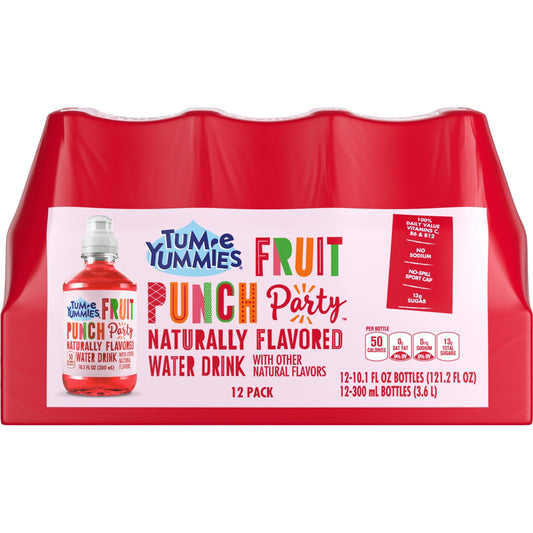 Tum-e Yummies Fruit Punch Party Water, 10.1 fl oz, 12 Count Bottles