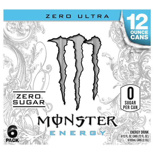 Monster Energy Zero Ultra Sugar-Free Energy Drink 6-Pack of 12 oz Cans