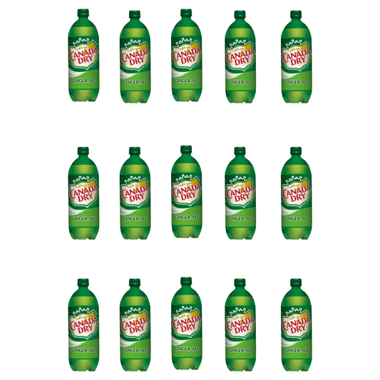 Canada Dry 15-Pack Variety of 1 Liter Drink Mixers - Tonic, Diet Tonic, Club Soda & Ginger Ale