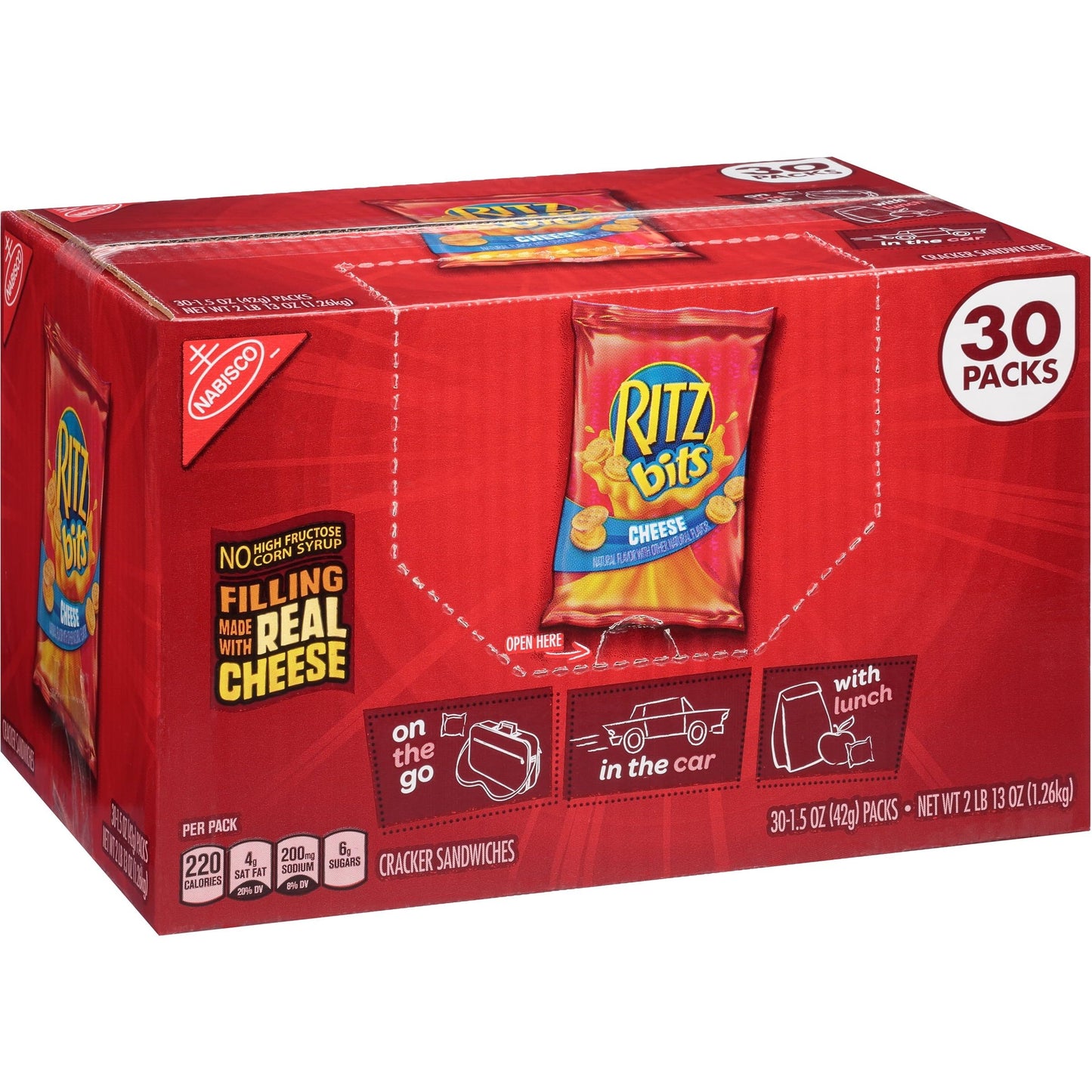 Nabisco Ritz Bits Cheese Cracker Sandwiches - 30 Pack (1.5 Ounce Individual Servings)