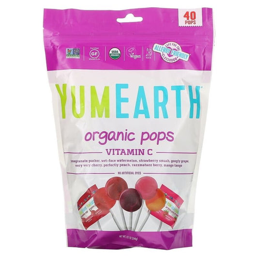 YumEarth, Organic Pops, Vitamin C, Assorted Flavors, 40 Pops, 8.7 oz Pack of 3