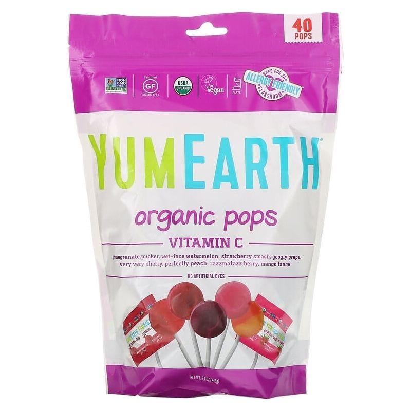 YumEarth, Organic Pops, Vitamin C, Assorted Flavors, 40 Pops, 8.7 oz Pack of 4 - Sunsweet