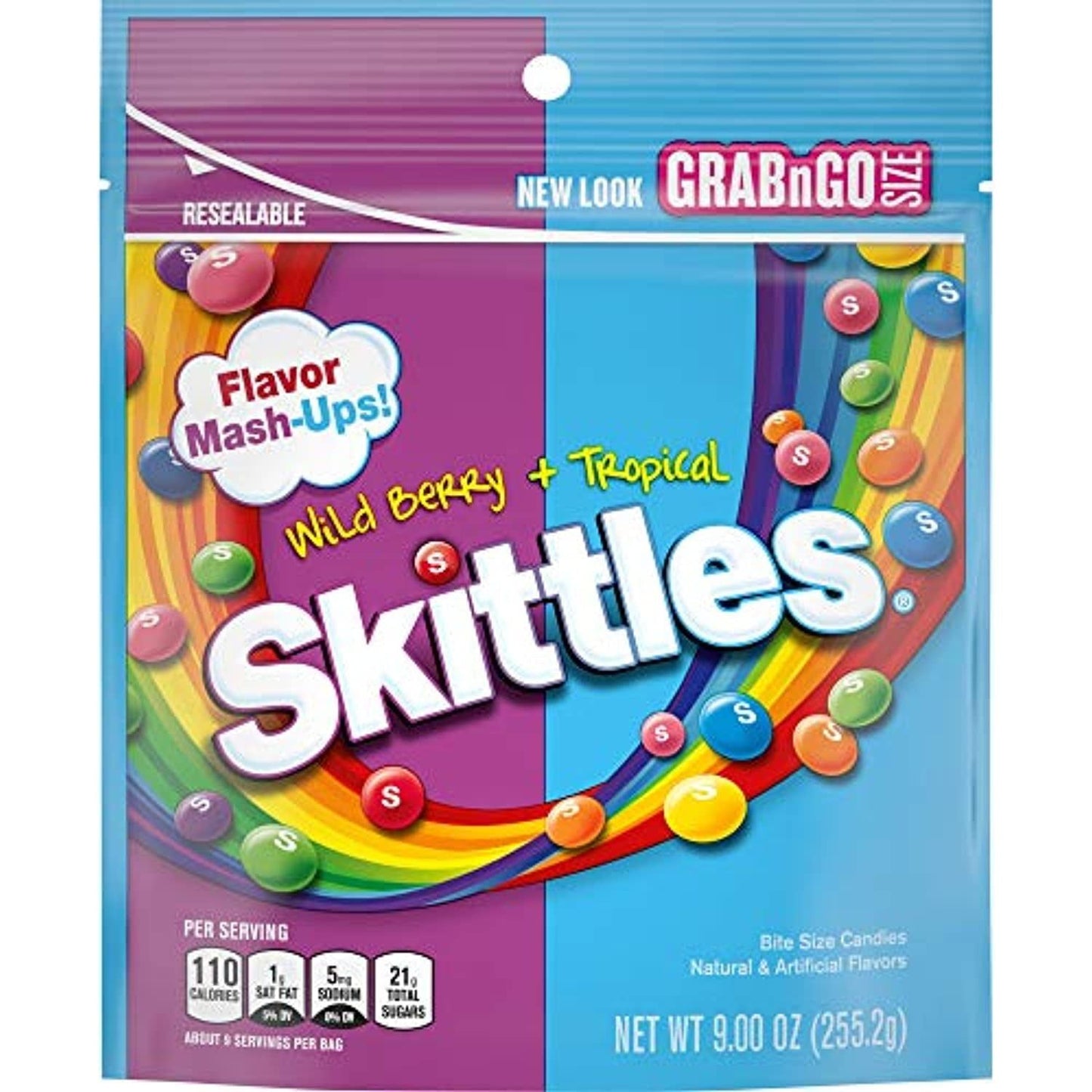 Skittles Flavor Mash-Ups Wild Berry And Tropical Candy, 9 Ounce (8 Bags) (Pack Of 8)