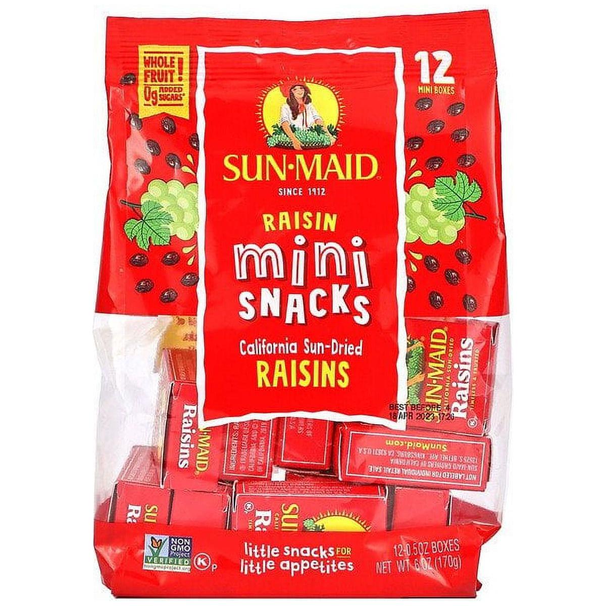 Sun-Maid Raisin Mini Snack Packs, 12 Count, 0.5 oz Each - Sun-Maid