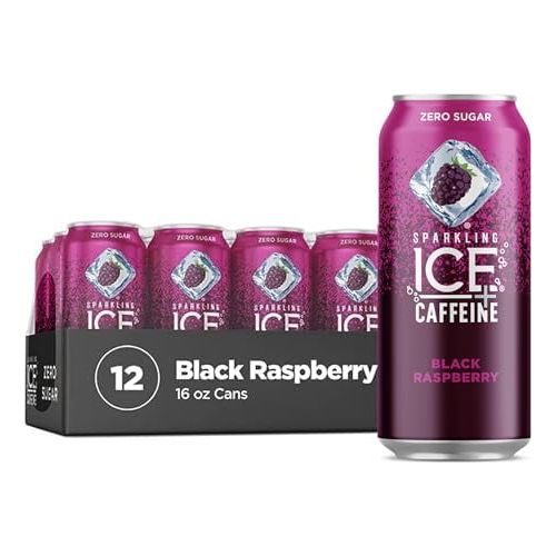 Black Raspberry Sparkling Water with Caffeine – 12 Pack of 16 fl oz Cans