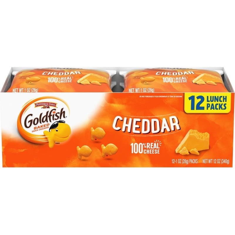 Cheddar Cheese Goldfish Snack Packs, 1 oz, 12 Count - Dual Pack Tray