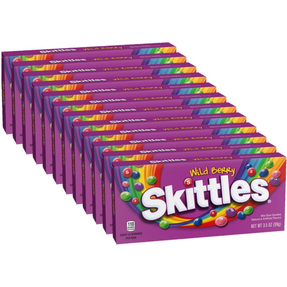 SKITTLES Wild Berry Chewy Candy Theater Box, 3.5 oz Box (Pack of 12)