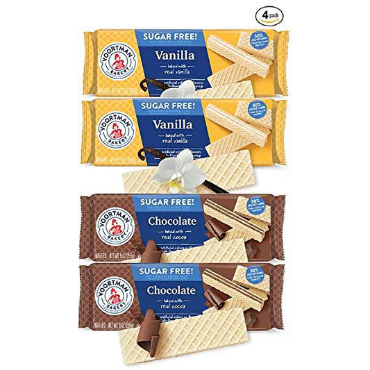 Voortman Sugar-Free Vanilla & Chocolate Wafer Cookies | 4 Count Pack