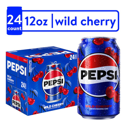 Pepsi Wild Cherry Soda - 12 oz Cans, 24 Pack for Ultimate Refreshment