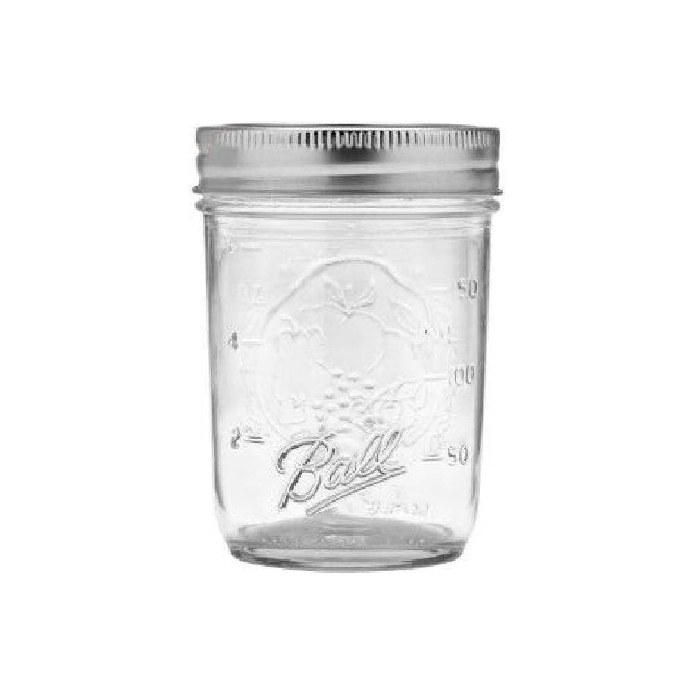 Ball Mason Glass Regular Mouth Half Pint 8 oz Jars with Lids and Bands - 12 Pack - Ball