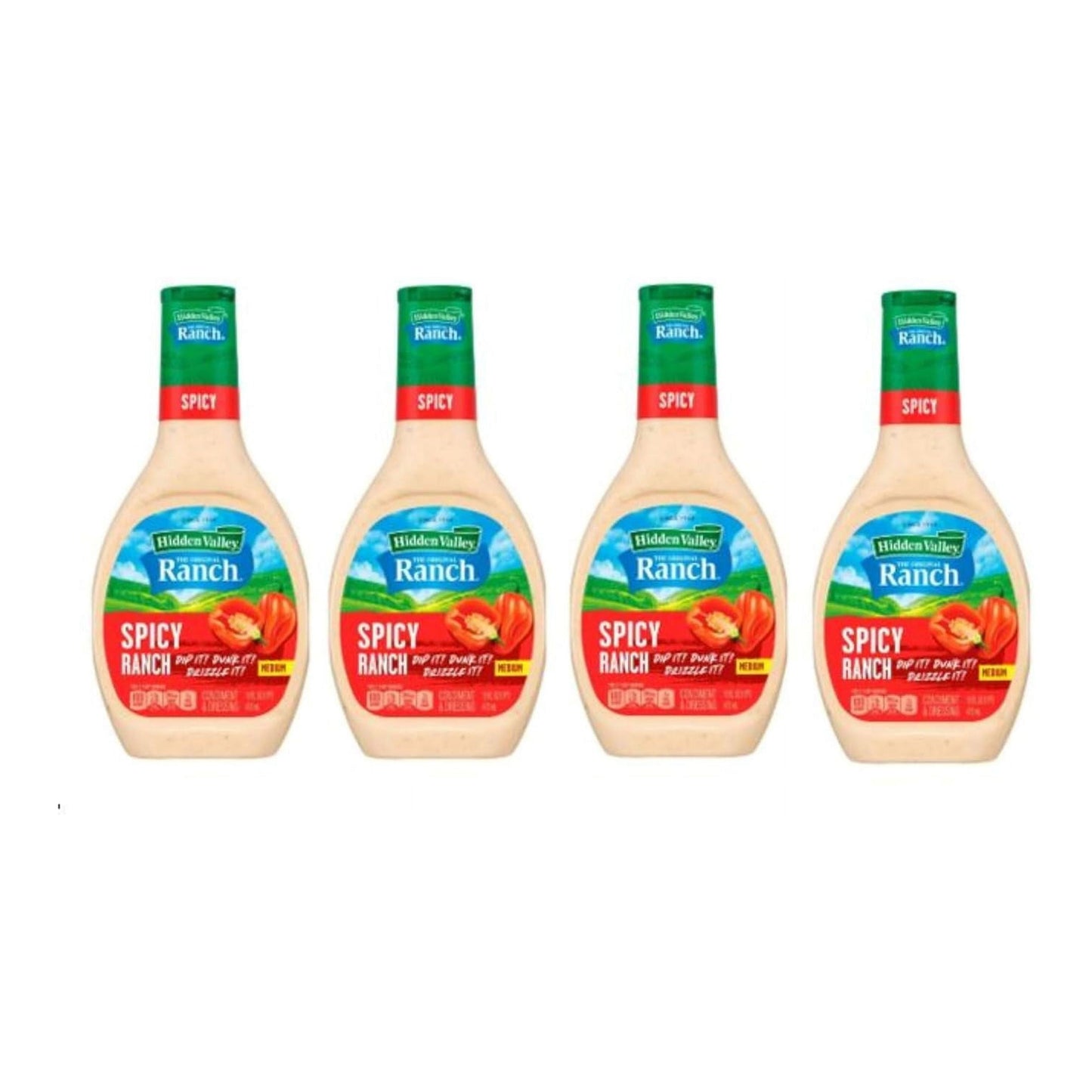 Hidden Valley Gluten Free Spicy Ranch Dressing Duo, 16 fl oz, Set of 4 Bottles