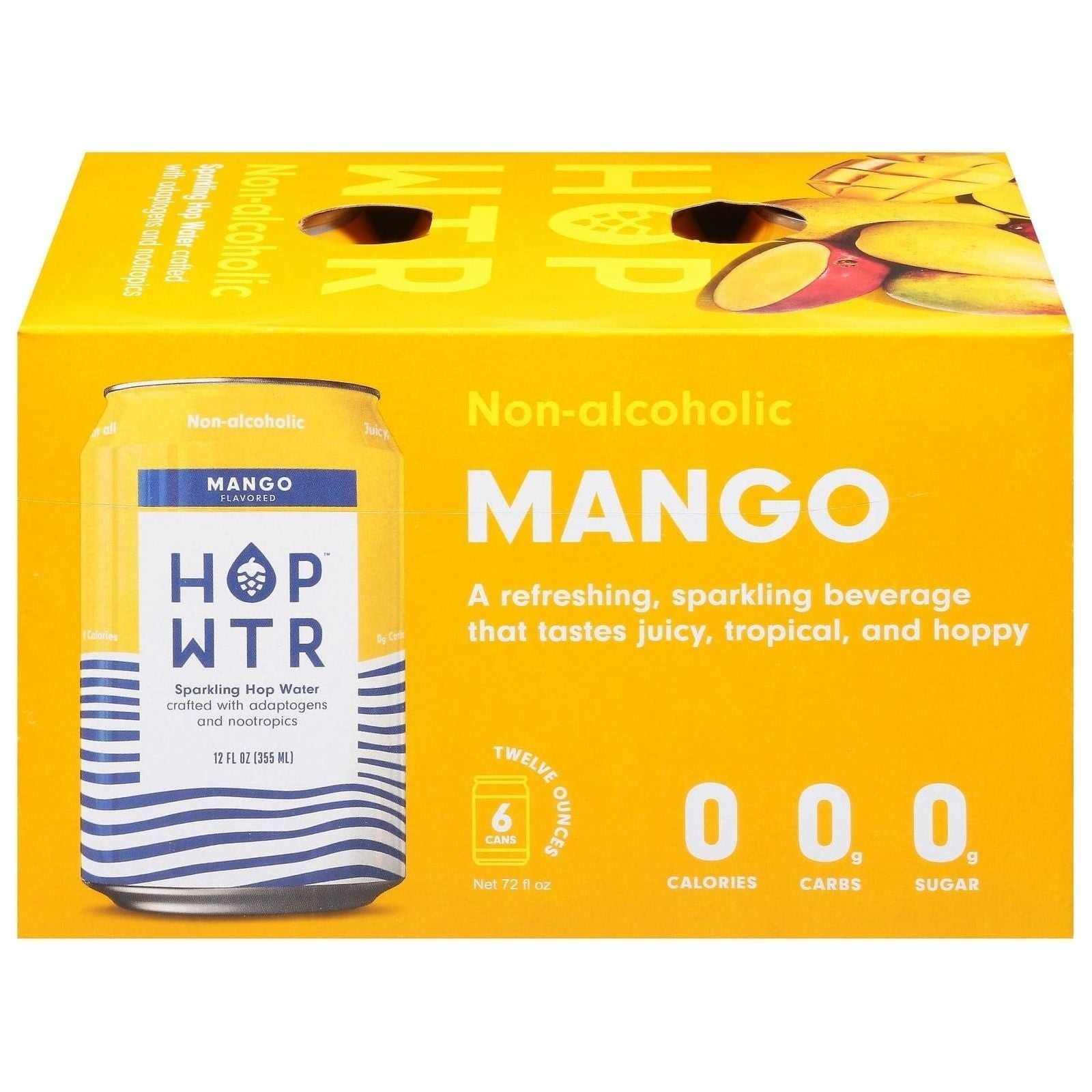 Mango Infused Sparkling Hop Water - 6 Pack of 12 oz Cans - HOP WTR