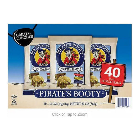 Pirate's Booty Aged White Cheddar Snack, 0.5 oz, 40-count