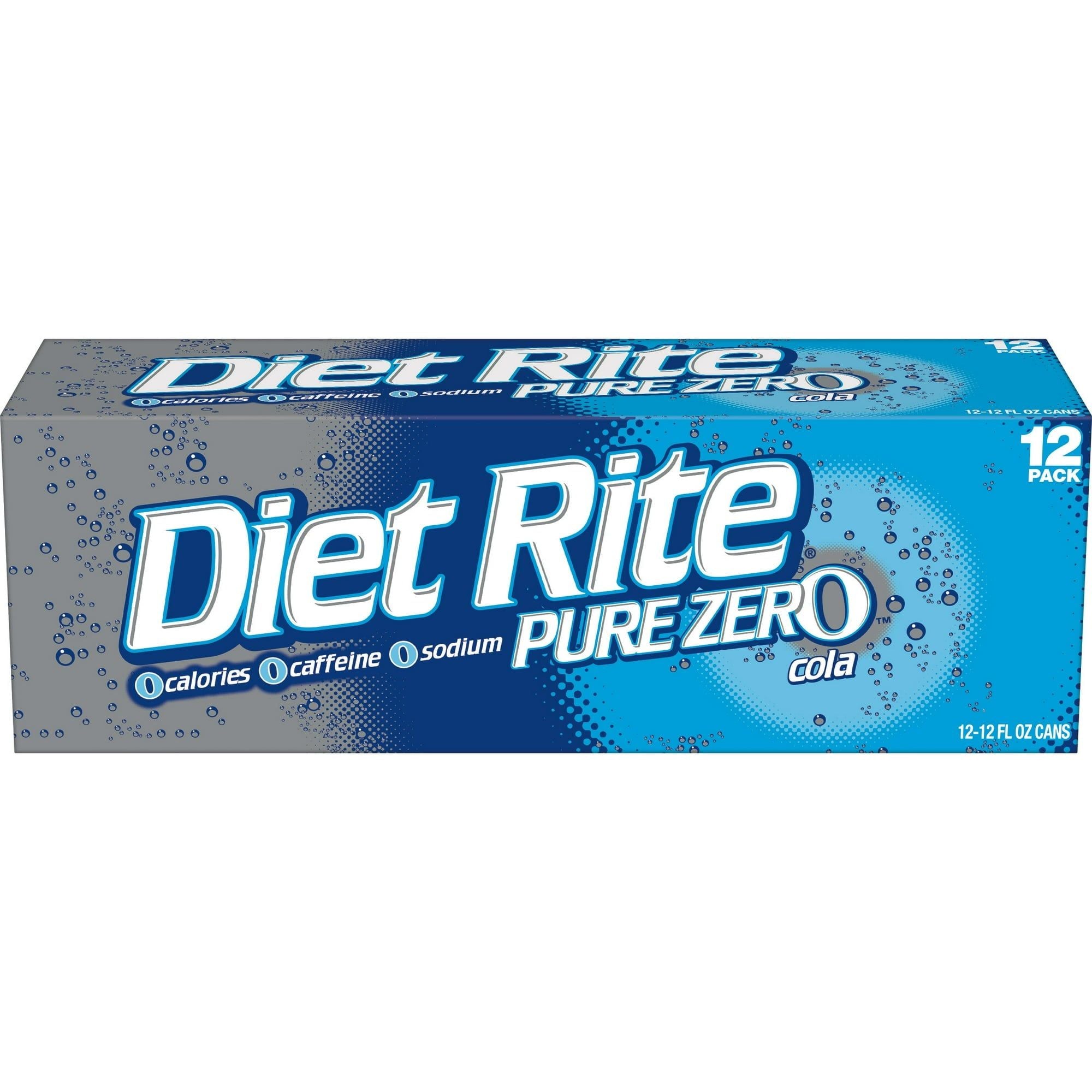 Diet Rite Pure Zero Sugar-Free Cola Soda, 12 oz Cans - 24 Count