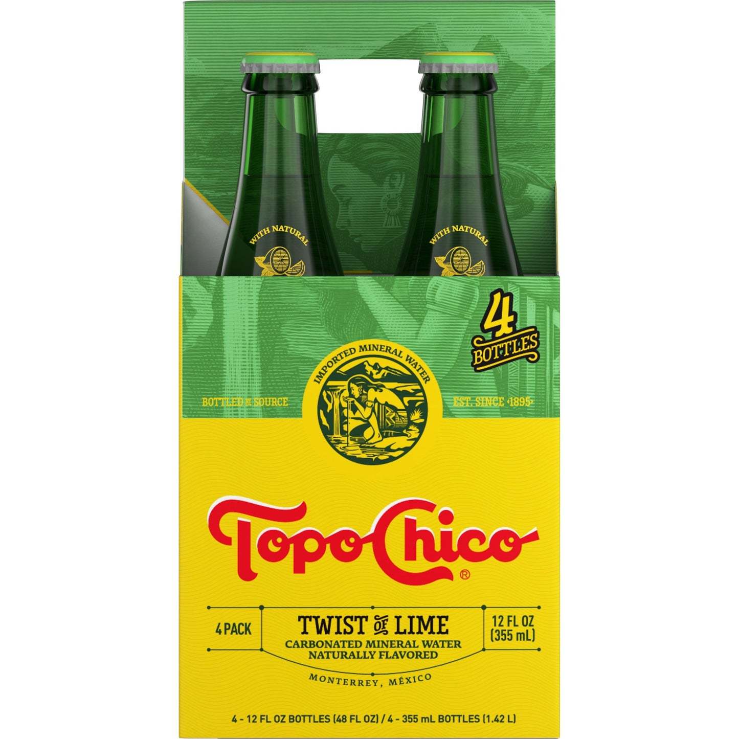 Topo Chico Lime Sparkling Water, 12 oz - Set of 4 Bottles