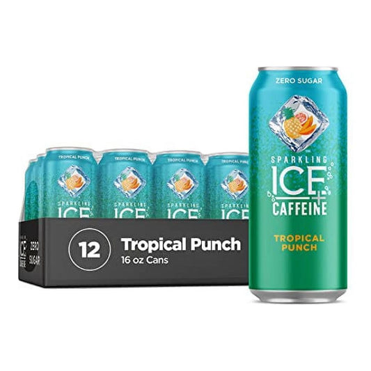 Tropical Punch Sparkling Caffeine-Infused Water - 12 Pack of 16 fl oz Cans