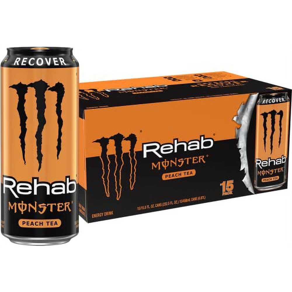 Monster Rehab Peach Tea Energy Boost - 15.5 oz Cans (15 Pack)