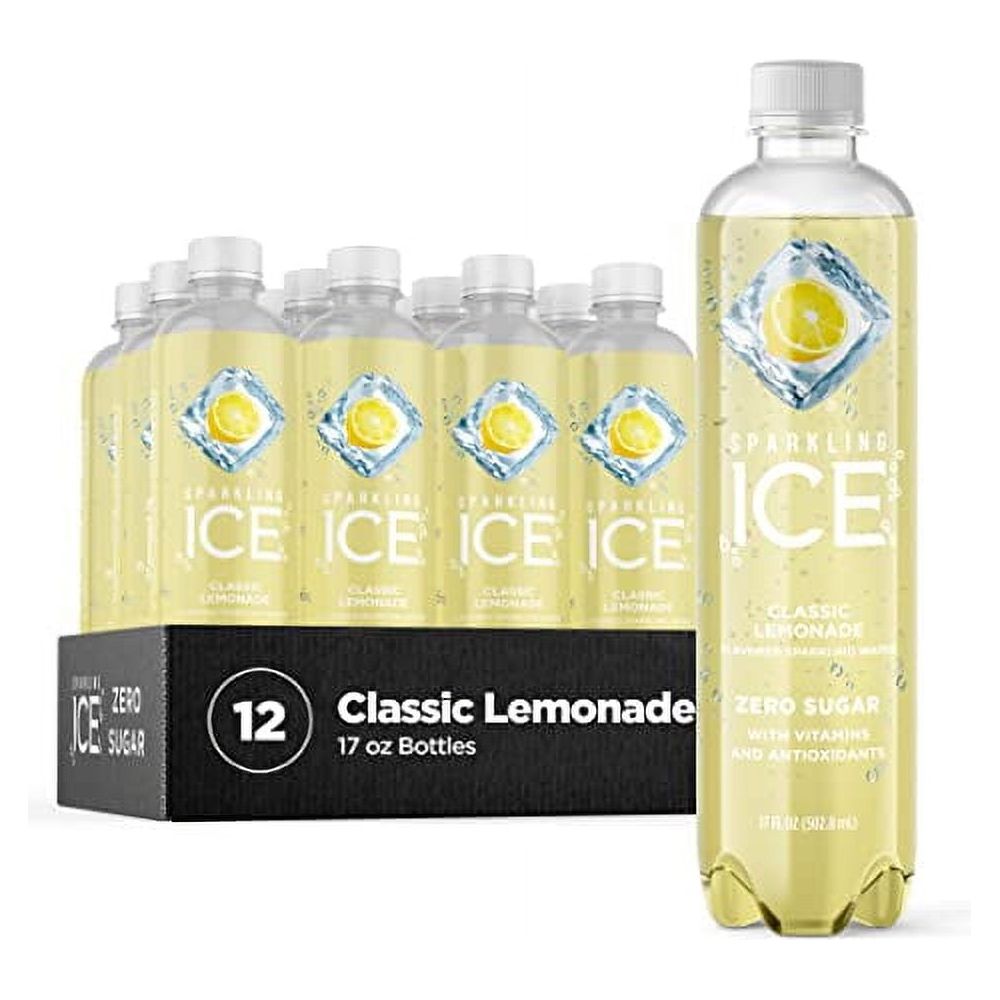 Sparkling Ice Classic Lemonade Zero Sugar Sparkling Water – 12 Pack of 17 oz Bottles