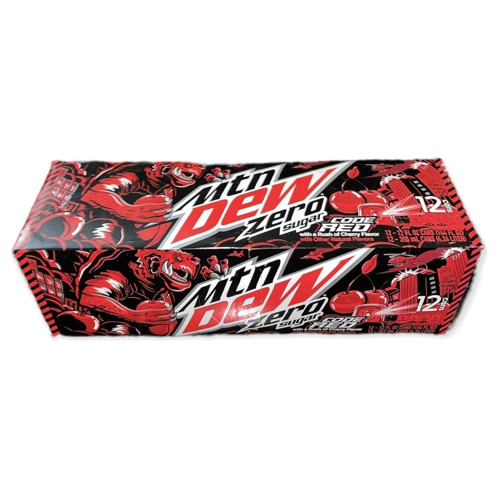 Mountain Dew Code Red Zero Sugar 12-Pack Cans, 12oz Refreshing Energy - Mountain Dew