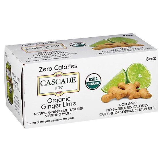 Ginger Lime Sparkling Water by Cascade Ice, 12 Pack of 8 oz Cans - Cascade Ice