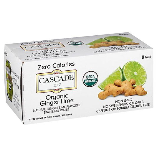 Ginger Lime Sparkling Water by Cascade Ice, 12 Pack of 8 oz Cans