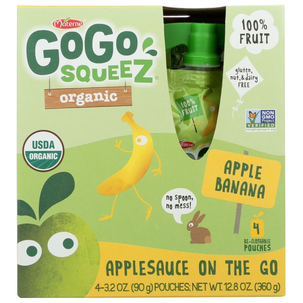 Gogo Squeeze Fruit Snack Pouches - Apple Banana Flavor, Pack of 4 (3.2 oz each)