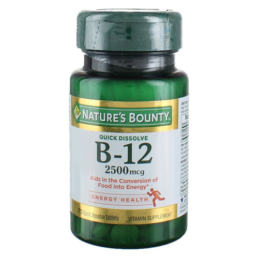 Nature's Bounty Vitamin Quick Dissolve B-12 2500 mcg Tablets, 75 ea