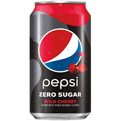 Pepsi Zero Sugar Wild Cherry Soda, 12 oz Cans - 12 Pack Refreshing Beverage