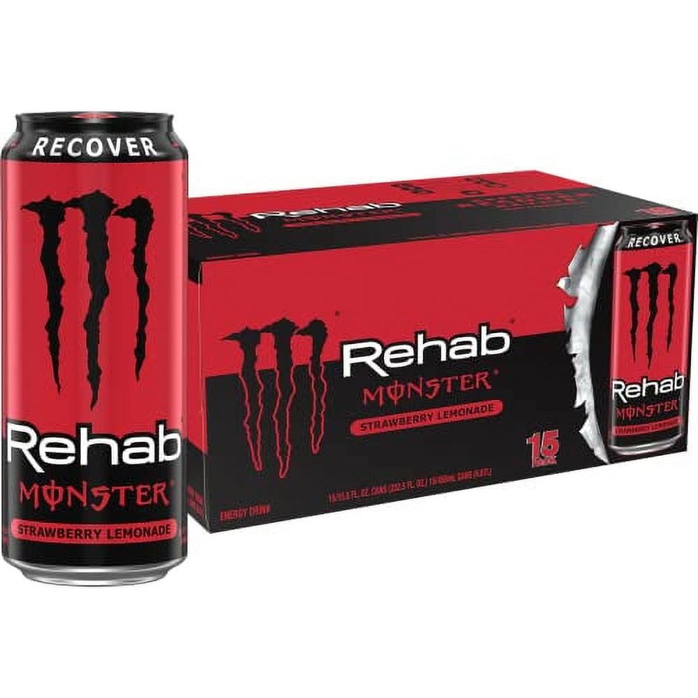 Monster Rehab Strawberry Lemonade Energy Drink, 15.5 oz Cans - 15 Pack