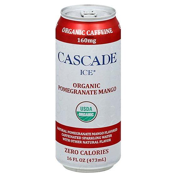 Organic Pomegranate Mango Sparkling Water with Caffeine - 16oz Cans (12-Pack) - Cascade Ice