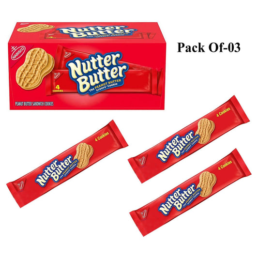 Nutter Butter Peanut Butter Sandwich Cookies - 3 Pack for On-the-Go Snacking, 1.9 oz Each