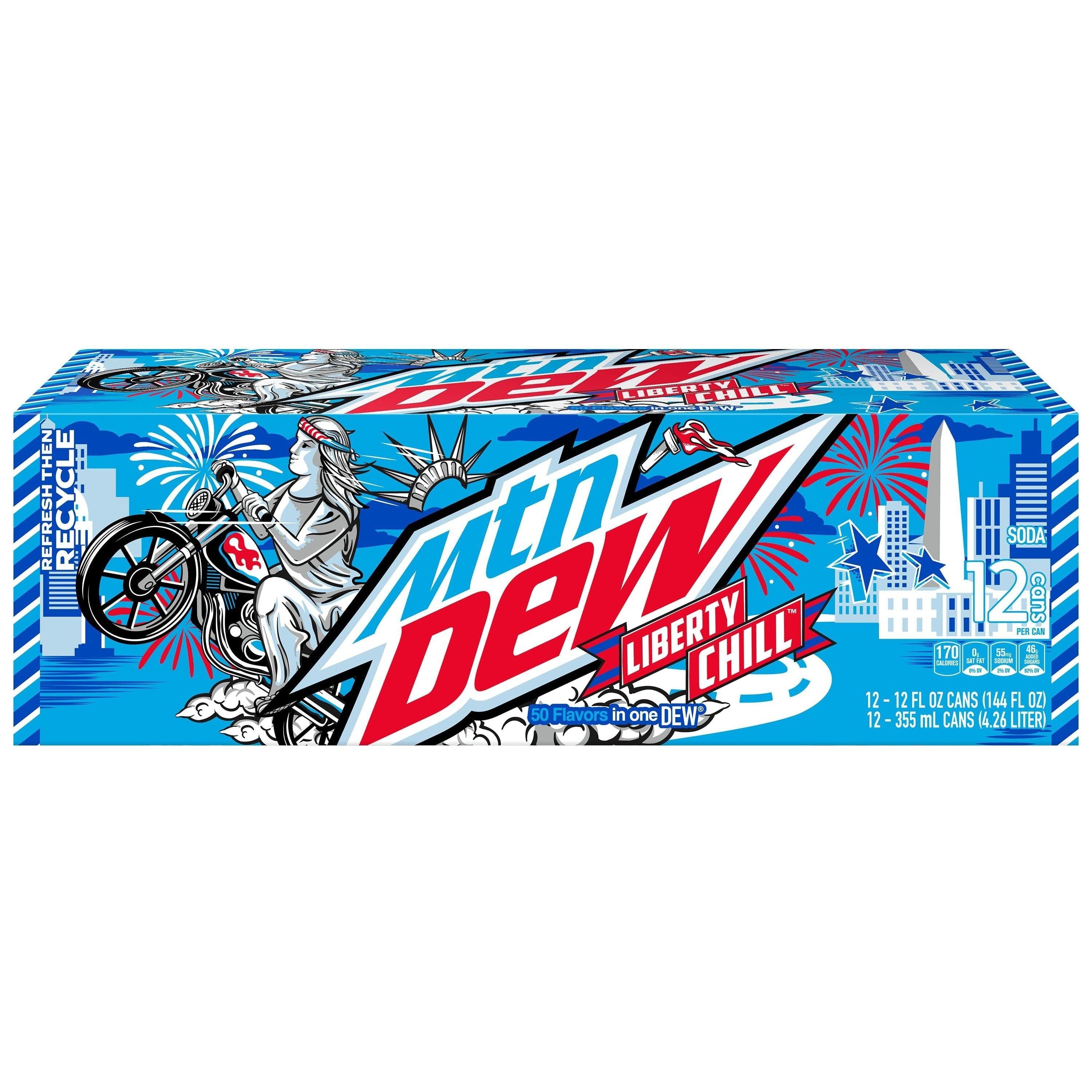 Mountain Dew Liberty Brew 50 Flavor Fusion Soda, 12 oz, 12 Can Pack - Mountain Dew