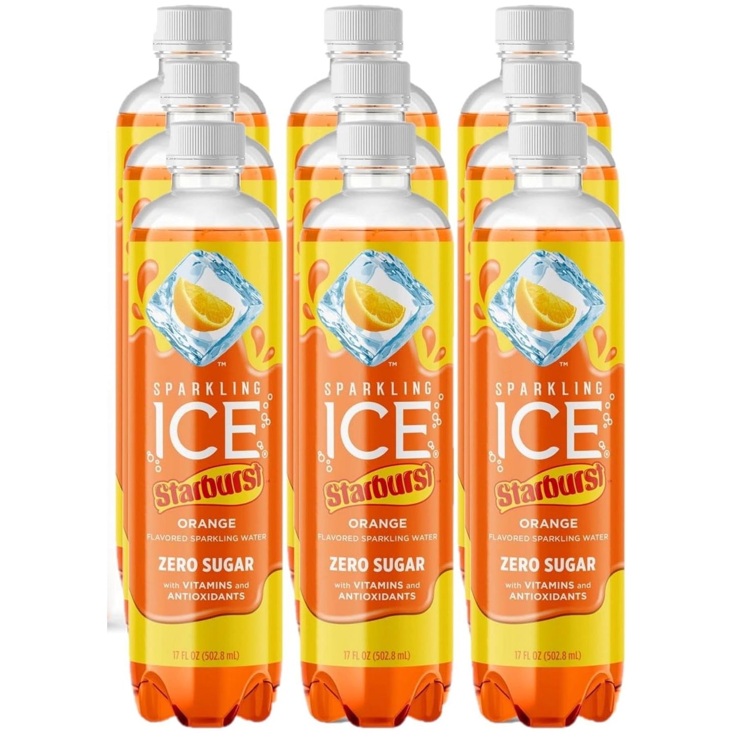 Citrus Burst Delight: Orange Sparkling ICE Water - 17oz (Pack of 9)