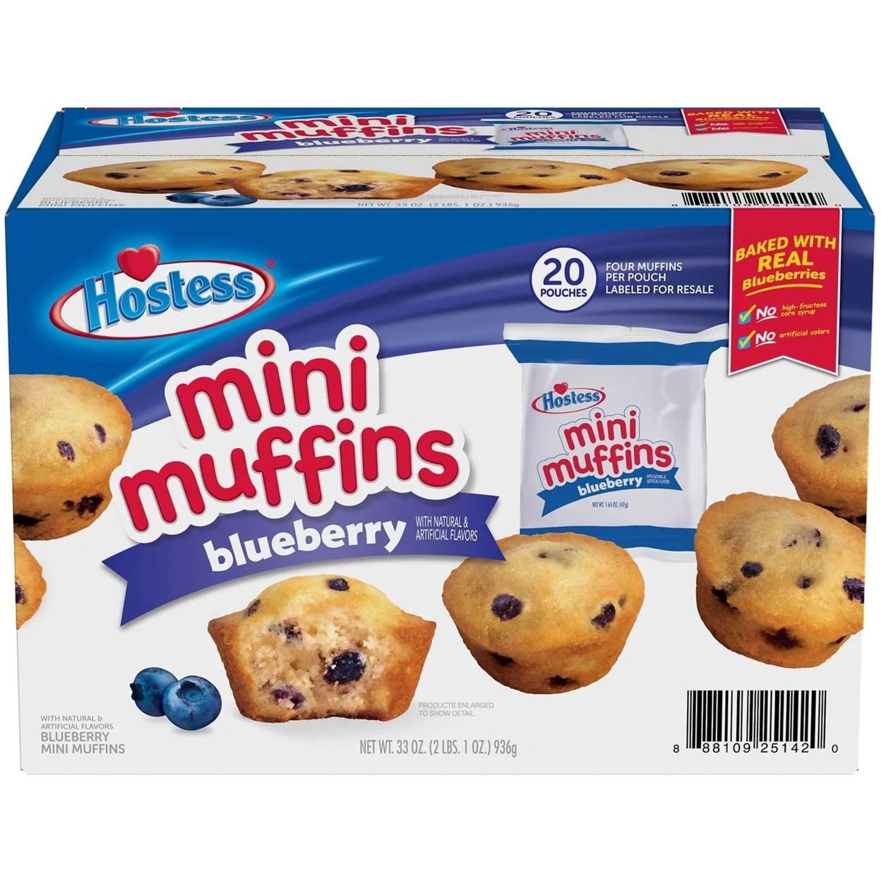 Hostess Mini Blueberry Muffins - 20 Count