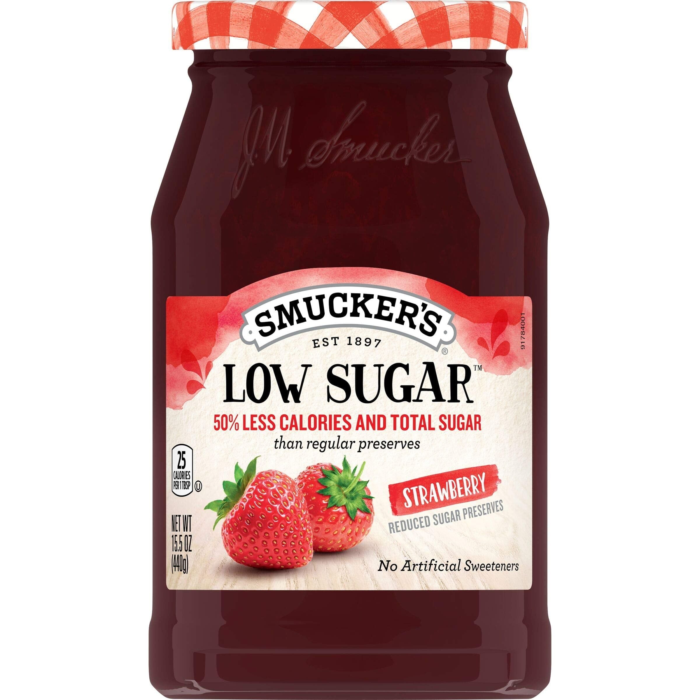 Smucker's Reduced Sugar Strawberry Preserves, Low Sugar, 15.5 oz - Smucker's