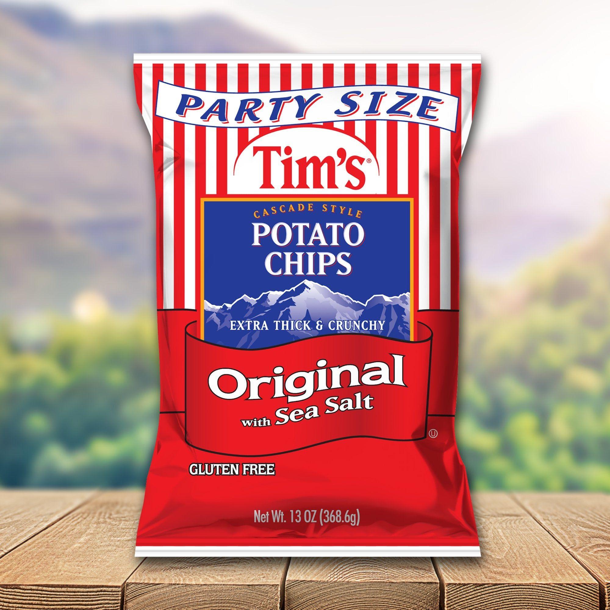 Tim's Cascade Snacks Original Sea Salt Cascade Style Potato Chips, Gluten-Free, Family Size, 13 oz - Tim's