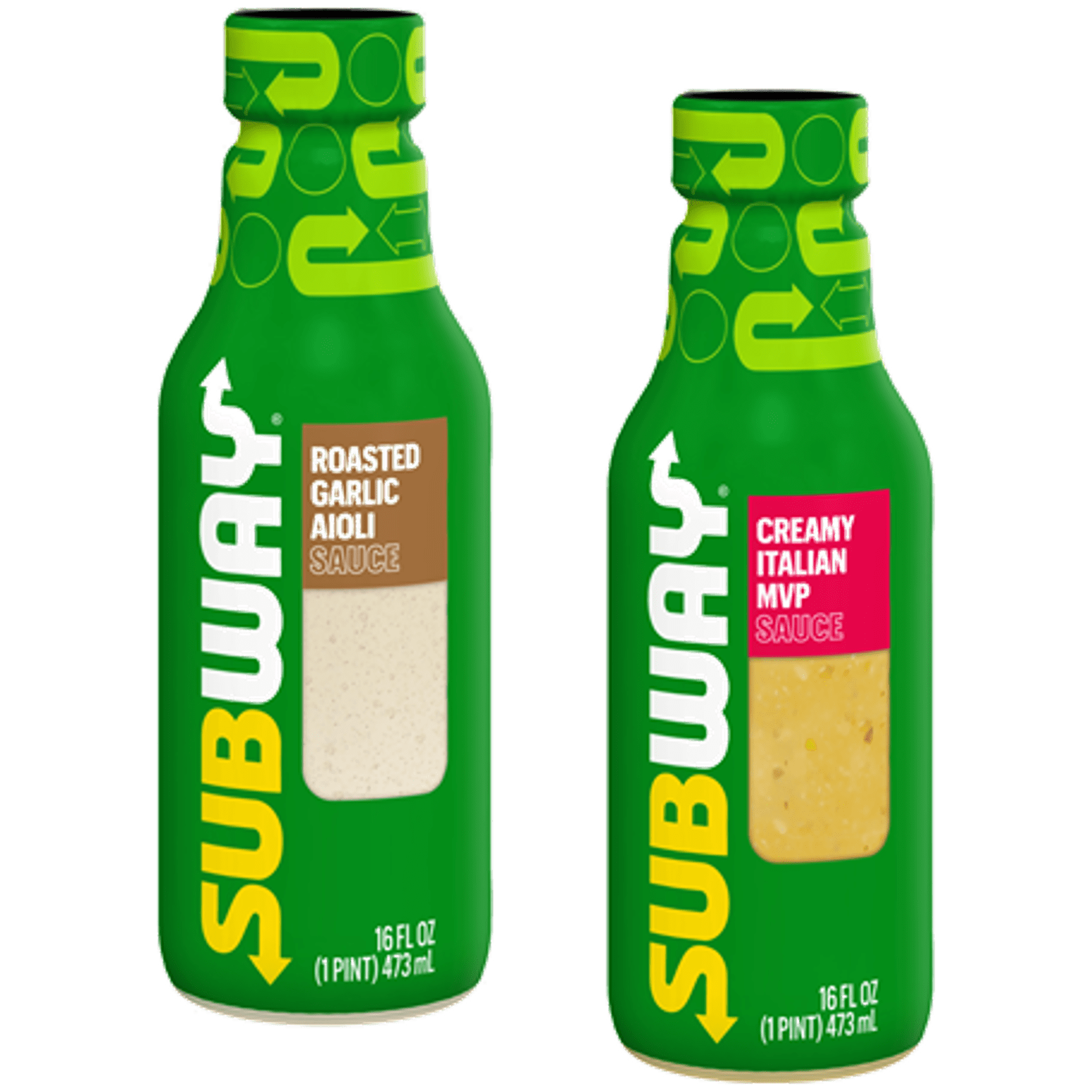 Subway Gourmet Roasted Garlic Aioli & Creamy Italian Sauce Duo, 16 fl. oz. Bottles - Subway