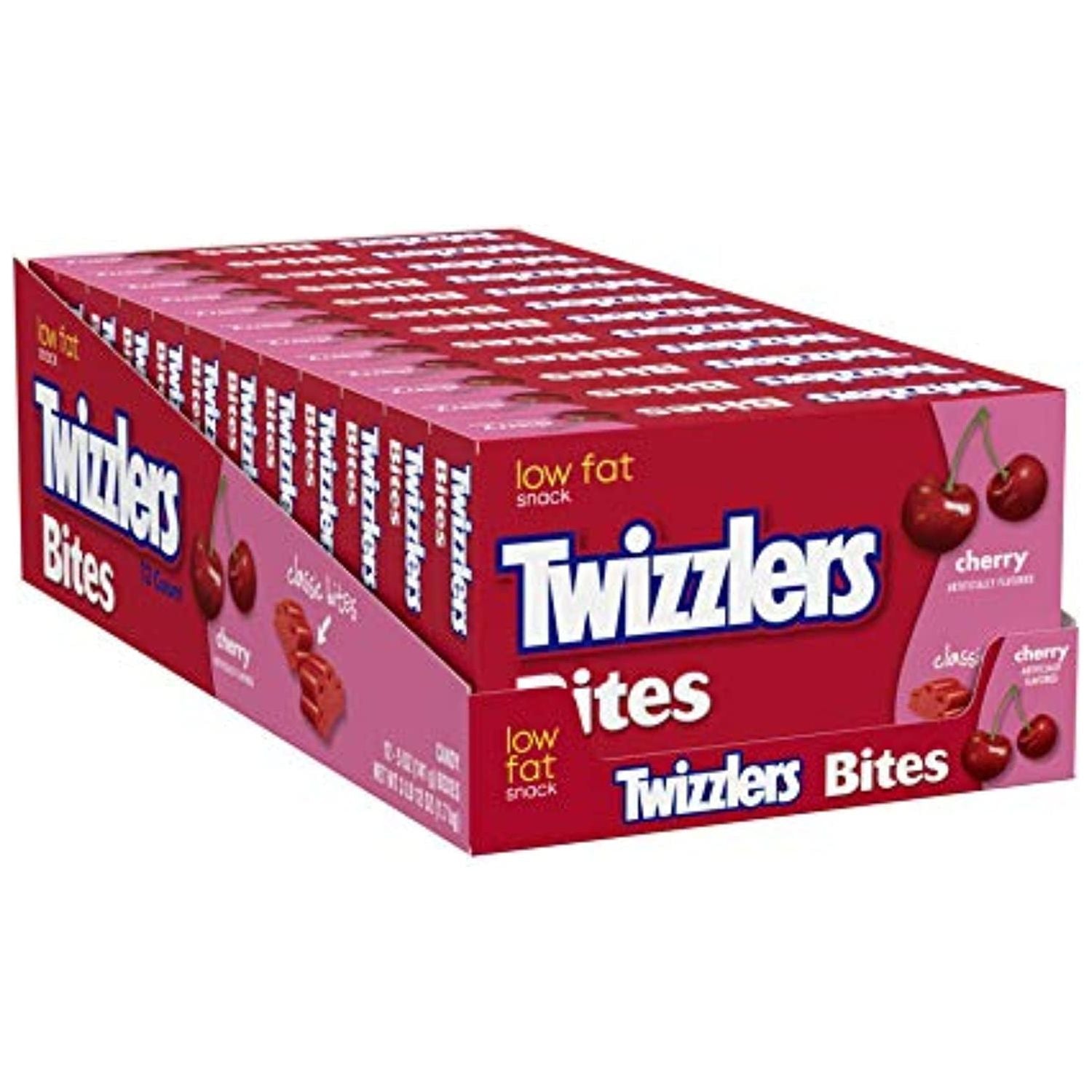 Twizzlers Bites Cherry Flavored Chewy Candy, Bulk Low Fat, 5 Oz Boxes (12 Count) - Twizzlers