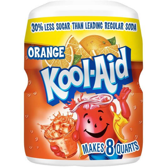 Kool-Aid Sugar-Sweetened Orange Artificially Flavored Powdered Soft Drink Mix, 19 oz Canister