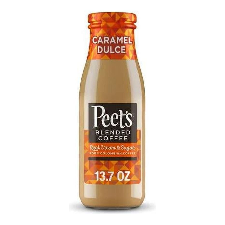 12 Pack-Peet's Coffee Carmel Dulce Iced Coffee 13.7oz Glass Bottles