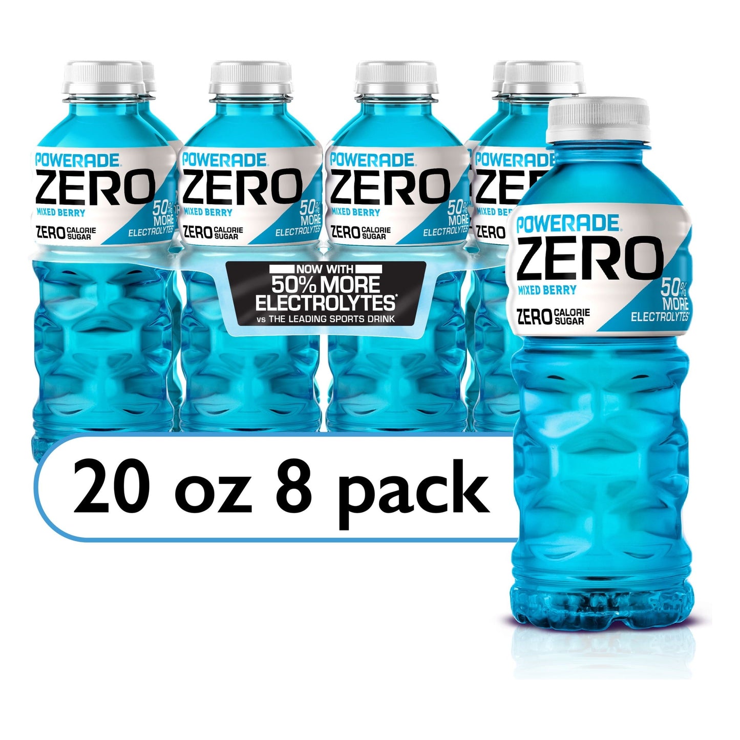 POWERADE Zero Sugar Mixed Berry Electrolyte Sport Drink, 20 fl oz, 8 Count