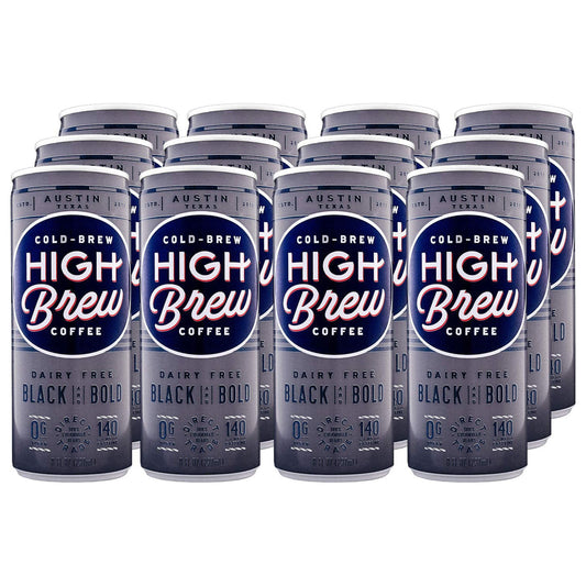 HIGH Brew Coffee Cold Brew Coffee Black And Bold, 8 oz Cans - 12 Pack