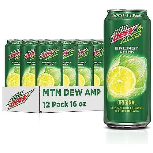 Amp Energy Original Flavor - 12 Pack of 16 Fl Oz Caffeine & B Vitamins Cans - Amp