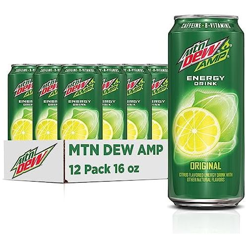 Amp Energy Original Flavor - 12 Pack of 16 Fl Oz Caffeine & B Vitamins Cans